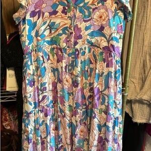 Floral Blue and Purple Women's Dress